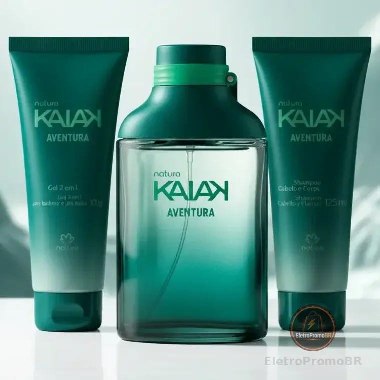 Presente Kit Kaiak Aventura Masculino: Deo Colônia 100ml + Shampoo Cabelo E Corpo 125ml + Gel Barbear 2 Em 1 100g
