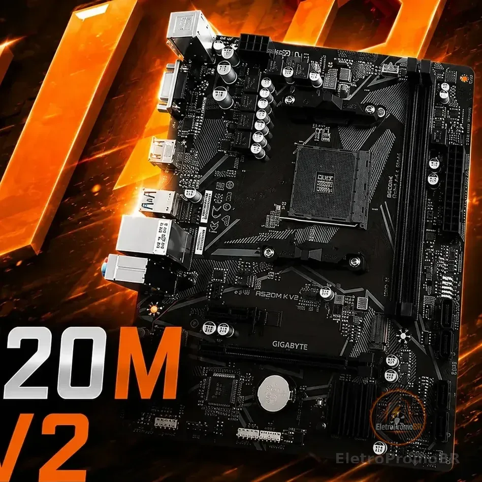 Placa Mãe A520M K V2 AMD AM4 MATX DDR4 Gigabyte Cor Preto