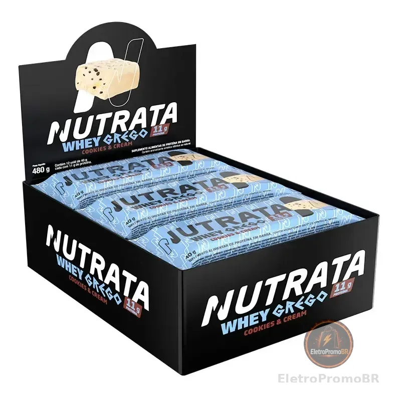 Whey Grego Bar Protein 12 Unidades Grow Thisoldie - Nutrata Sabor Cookies And Cream