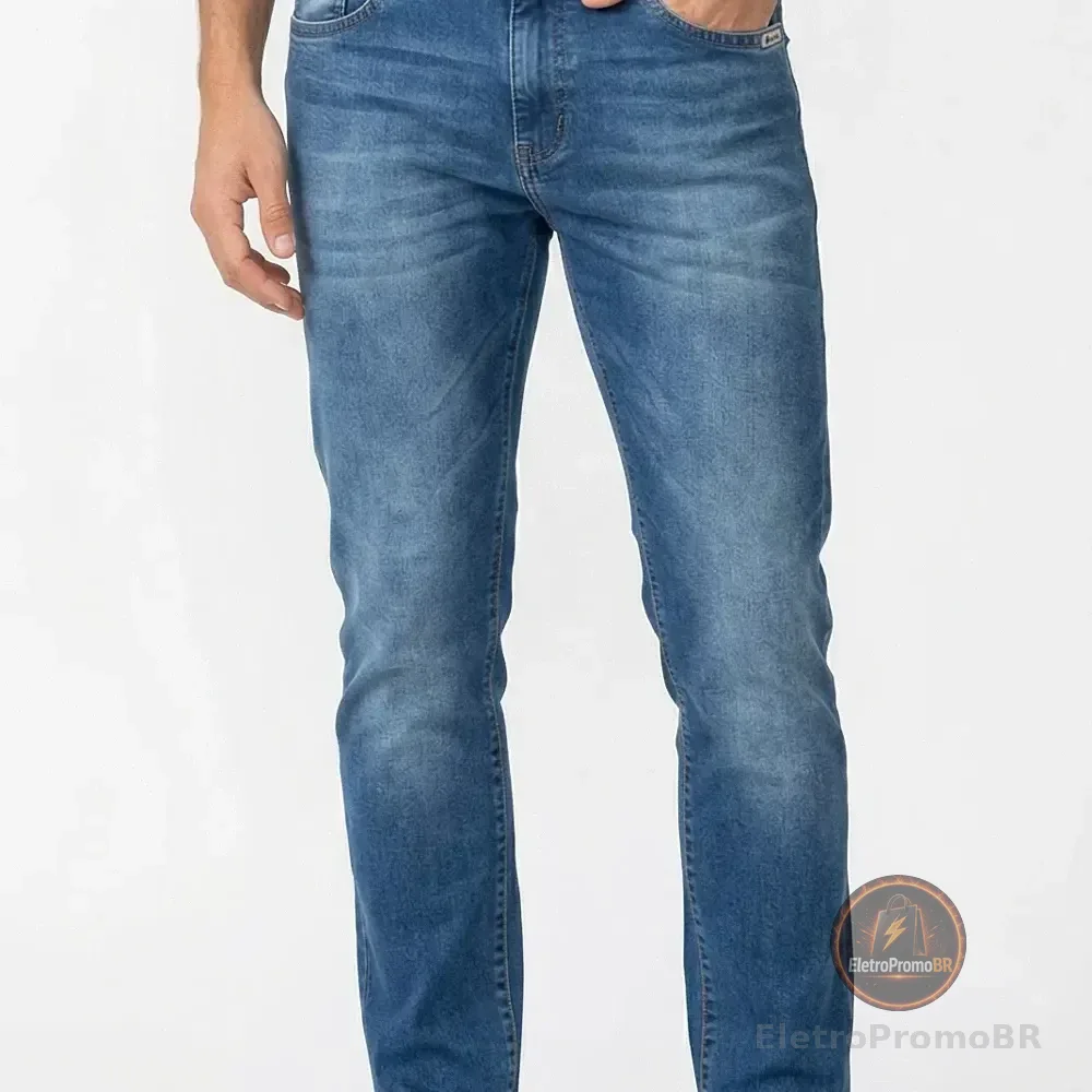 Calça Jeans Masculina Básica Polo Wear Jeans Azul Claro Slim 42