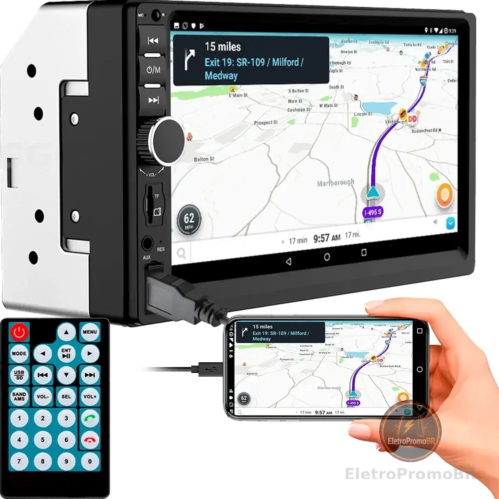 Central Multimídia First Option 7810h Com Espelhamento E Bluetooth Cor Preto