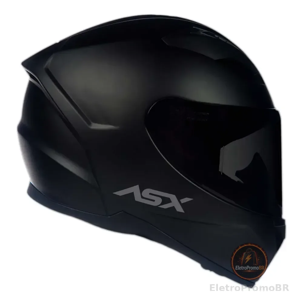Capacete Asx City Solid Preto Fosco Integral Adulto Preto Monocolor Fosco 58