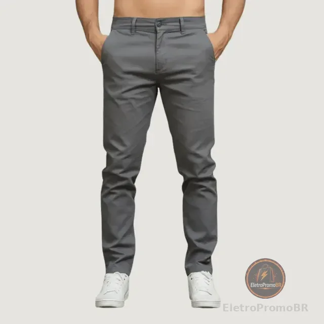 Calça Sarja Masculina Bolso Faca E Embutido Esporte Fino