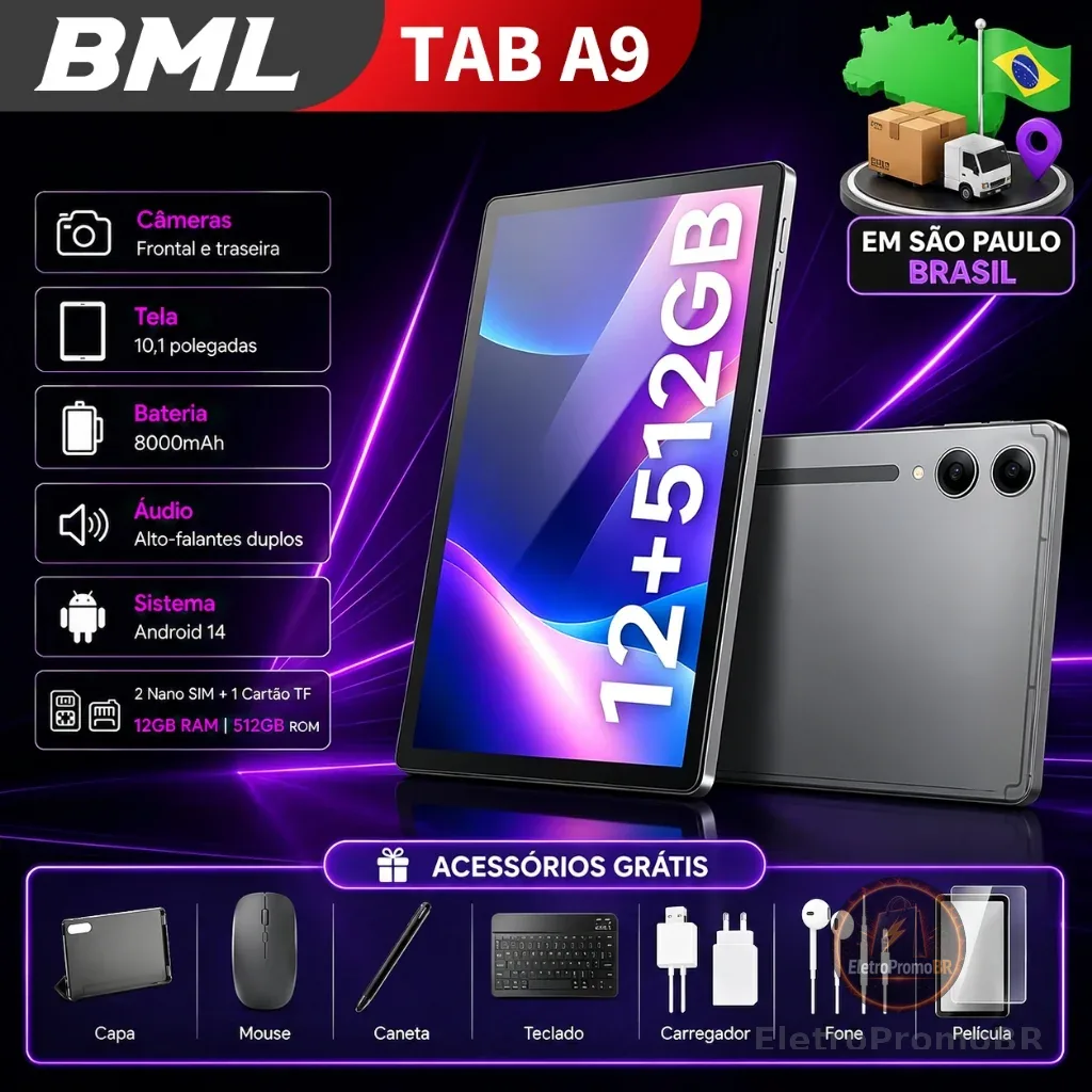 Tablet Bml A9 5g Lte Wi-fi 512gb 12gb Ram Tela 10.1