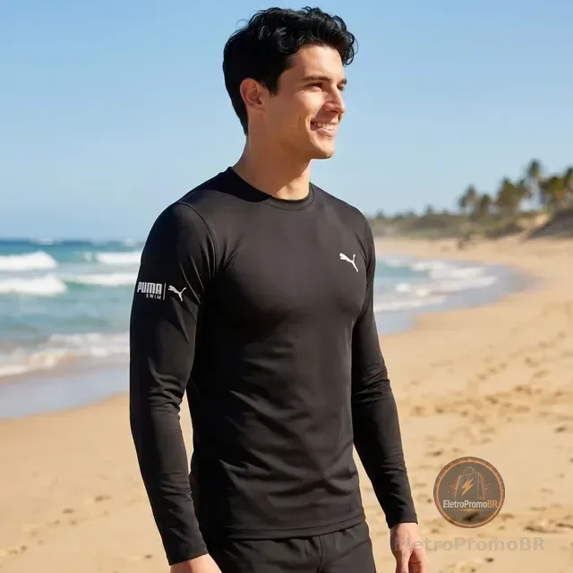 Camiseta Puma Térmica Manga Longa Proteção Uv 50+