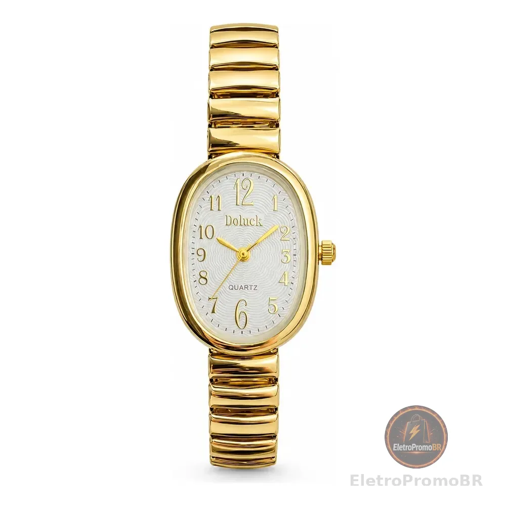Relógio De Pulso Minimalista Old Money Feminino Premium Moda Dourado Cx Branca