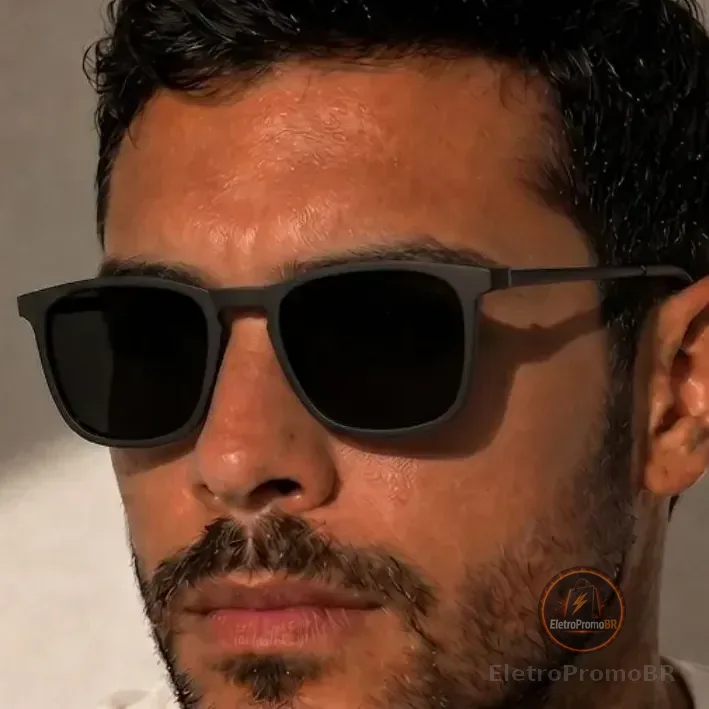 Óculos De Sol Masculino Moderno Estiloso Casual Uv Premium Quadrado Preto