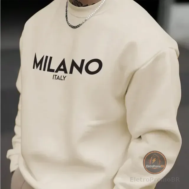 Blusa Moletom Milano Italy Estampado Gola Redonda Careca