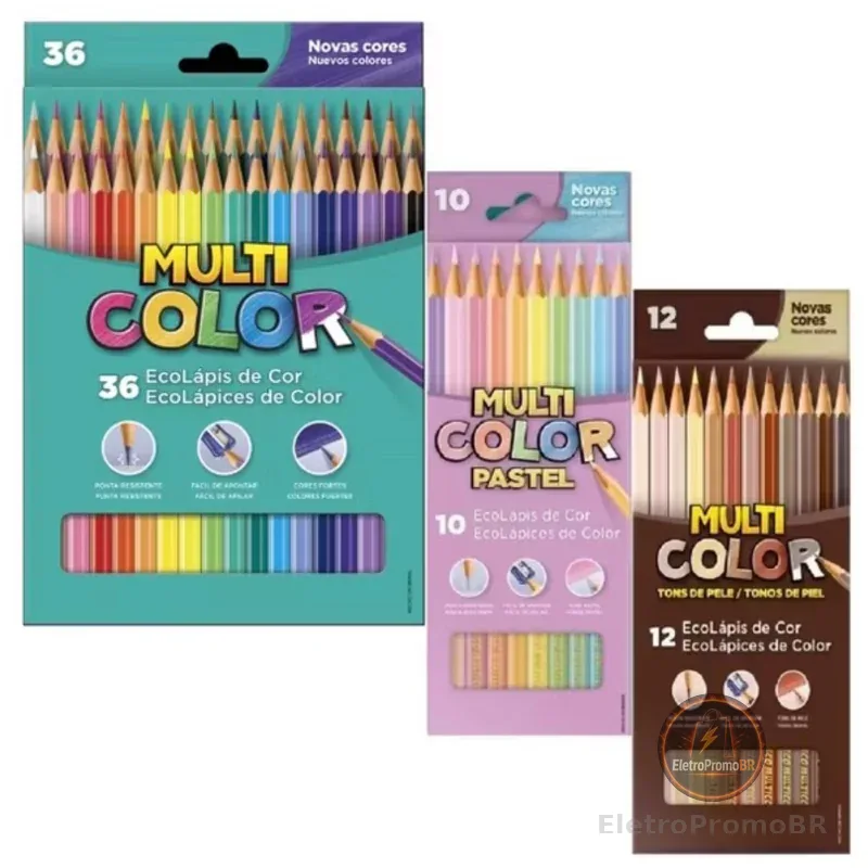 Lápis De Cor  58 Cores Multicolor(básicas + Pastel+Pele)