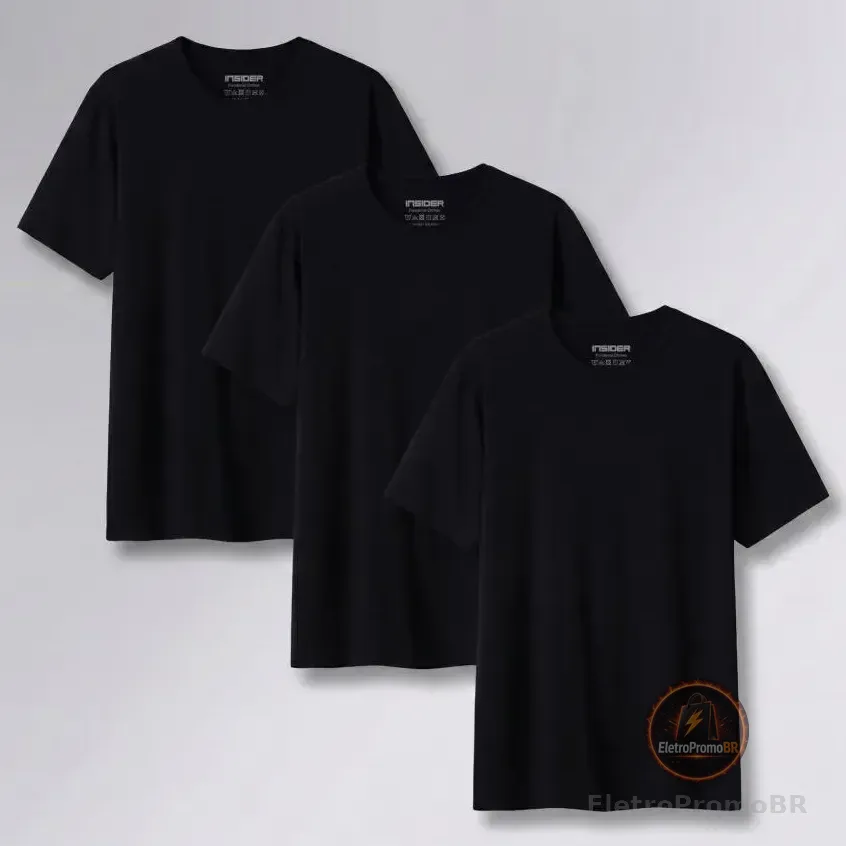 Kit 3 Camisetas  Light T-shirt Insider Preto P