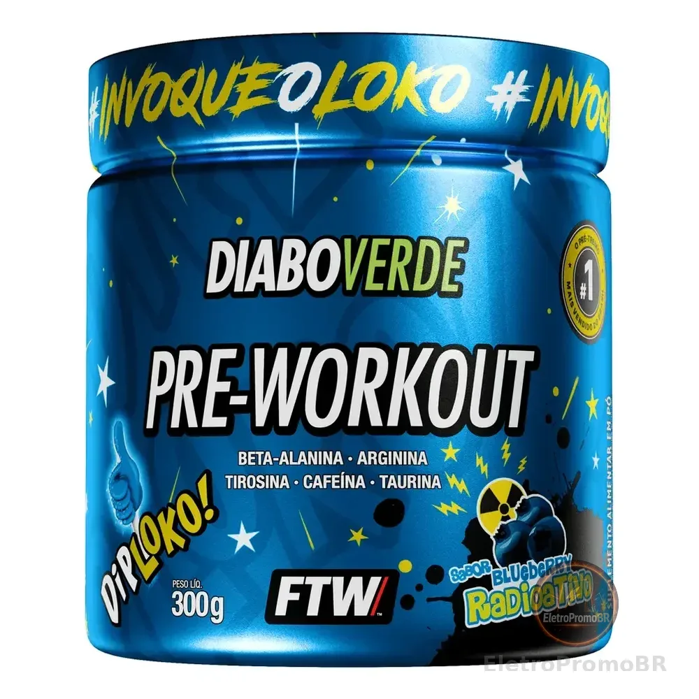 Suplemento Em Pó Pre Treino Dip Loko! Ftw - Diabo Verde Blueberry Radioativo