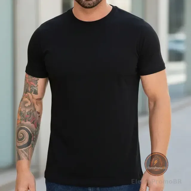 Camiseta Básica 100% Algodão Masculina Premium Manga Curta