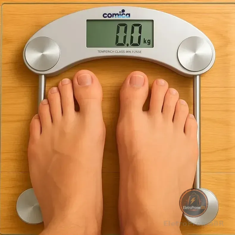 Balança Digital De Vidro Corporal Temperado Até 180 Kg Quadrada Banheiro Portátil Comica
