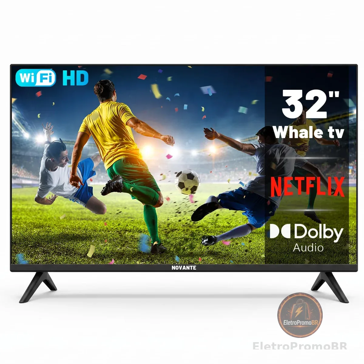 Smart TV 32 Polegadas, Whale 10.0, LED HD Ready, Wi-Fi e Bluetooth, Dolby Atmos, Netflix e YouTube, 3x HDMI