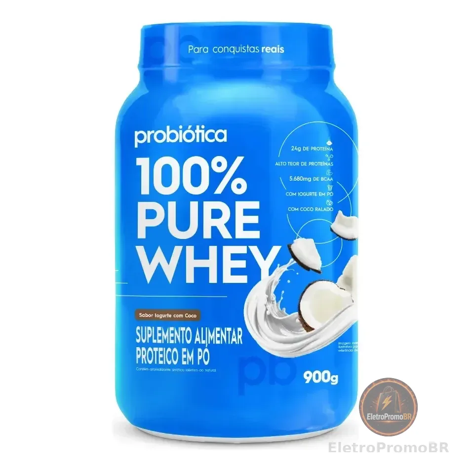 Suplemento Whey Concentrado Probiótica 100% Pure Whey sabor iogurte com coco x 900g