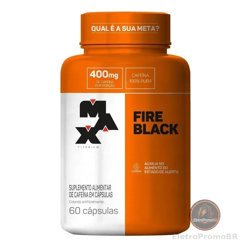 Pote Termogênico Fire Black 60 Cáps Max Titanium Sem Sabor Sem Sabor