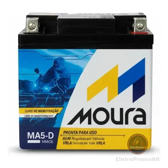 Bateria De Moto Moura 12v 5ah MA5D 12v5ah Moura Moto Titan Fan Biz Bros Fazer Xre Crf Pcx 125 150 160 190 Selada Com Caixa