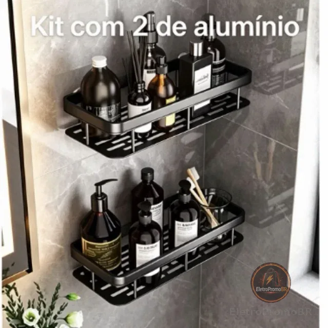 Kit com 2 SUPORTE PARA SHAMPOO PARA USO NO BANHEIRO NA PAREDE de alumínio suporte organizador multiuso