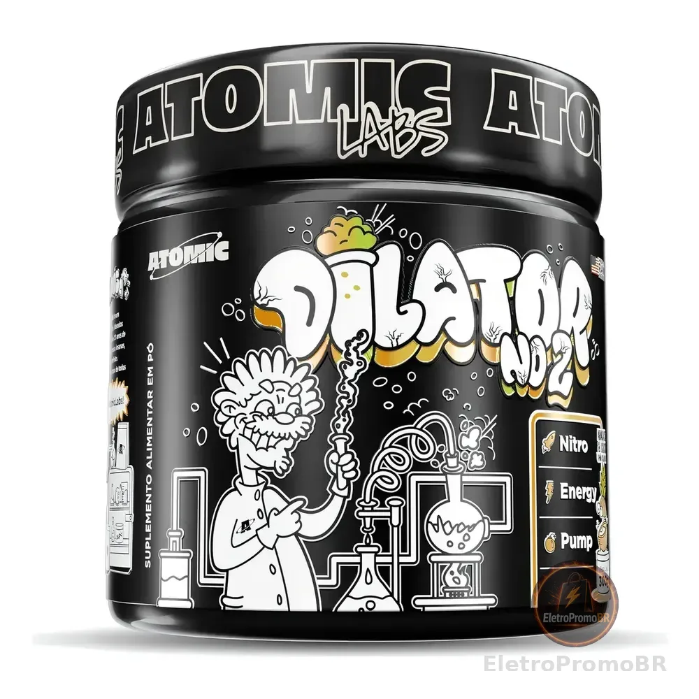 Pré Treino Dilator No2 Atomic Labs Sabor Abacaxi Coco 300g 40 Doses