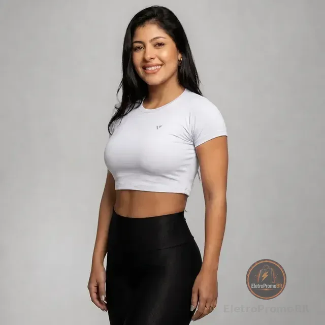 Cropped Poliamida Blusa Feminina Camiseta Proteção Uv Voker