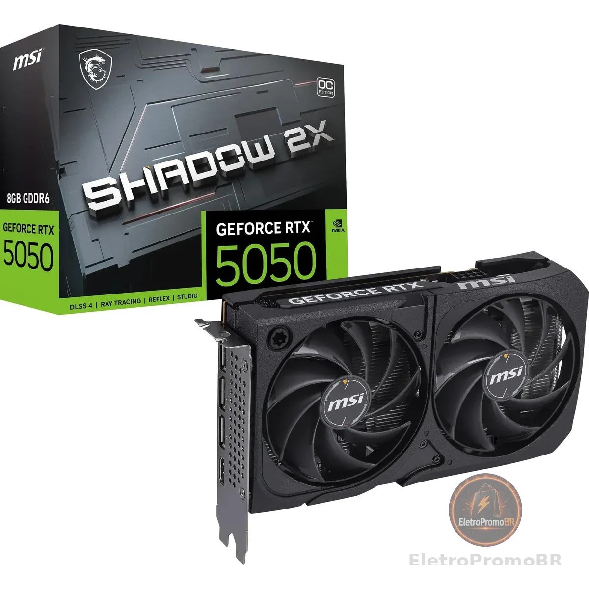Placa de Vídeo MSI GeForce RTX 5050 Shadow 2X OC 8GB GDDR6 128-bit PCIe 4.0