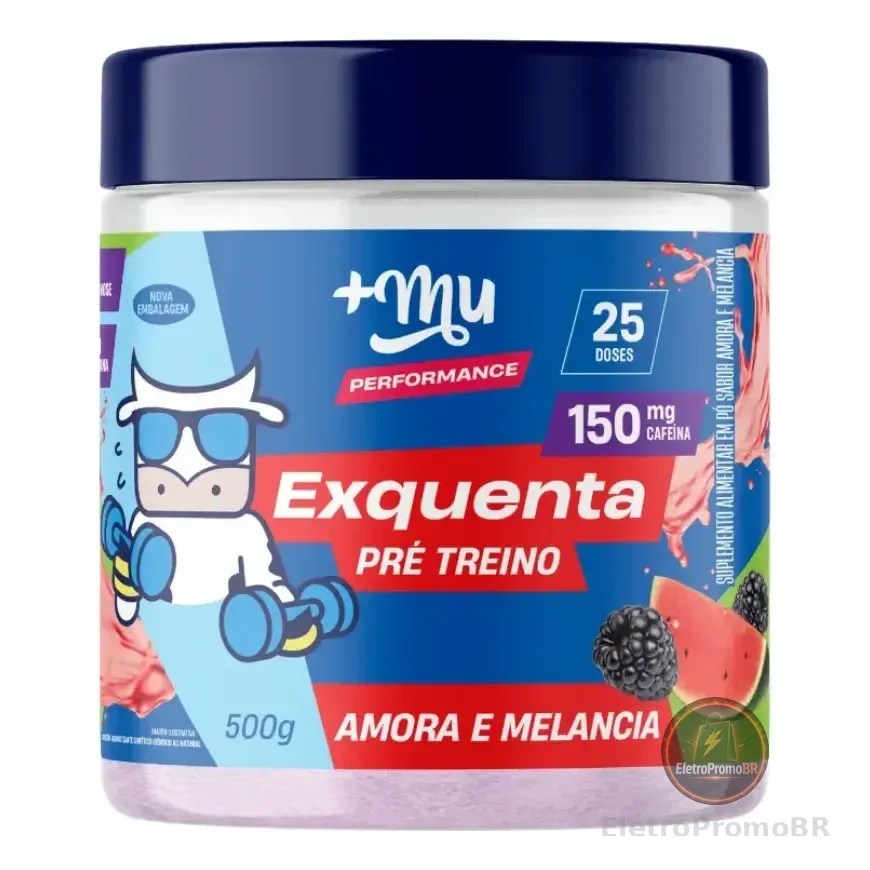 Pré-Treino Exquenta +Mu Sabor Amora e Melancia 500g Vegano e Sem Glúten