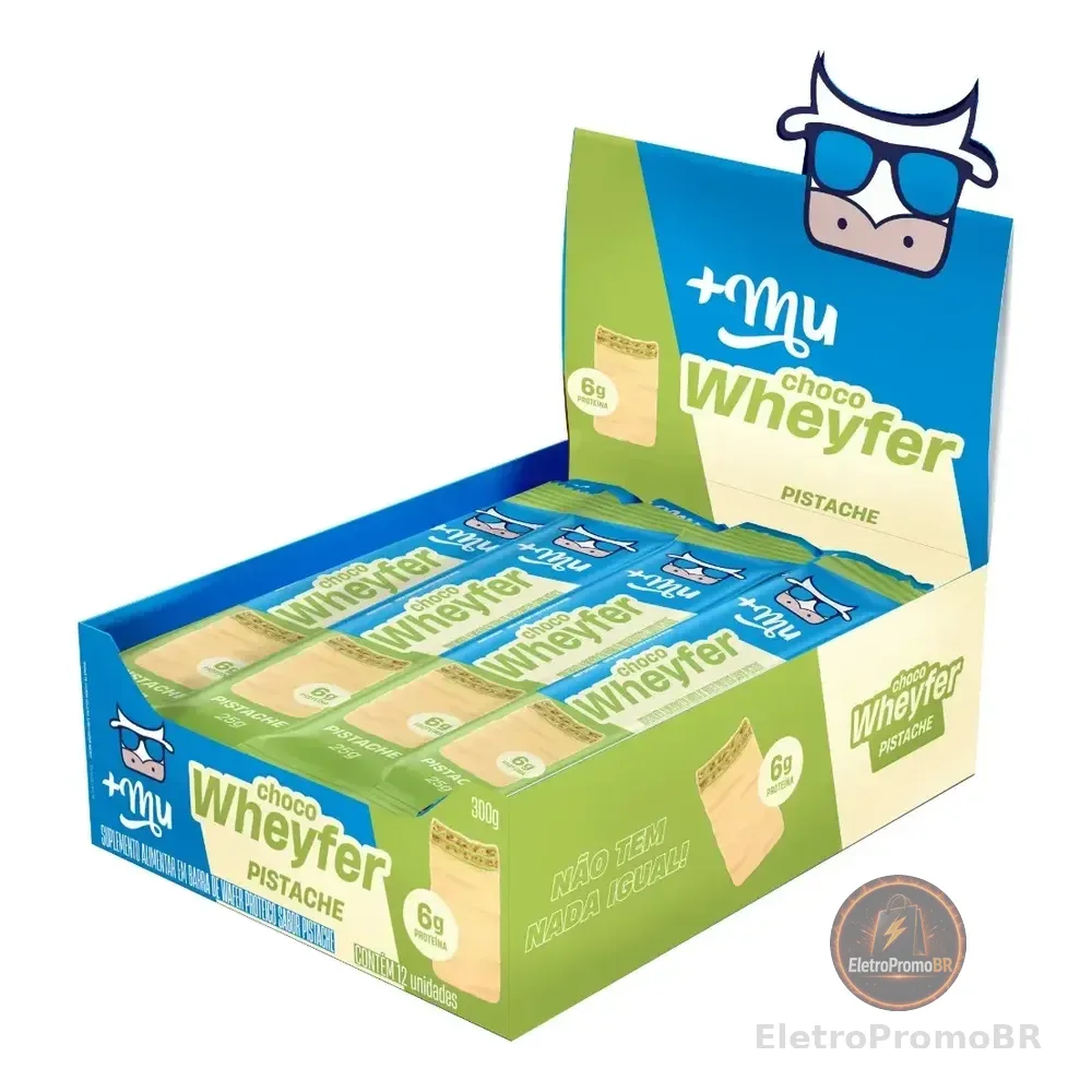 Suplemento Proteico +Mu Chocowheyfer de Pistache com 12 Barras
