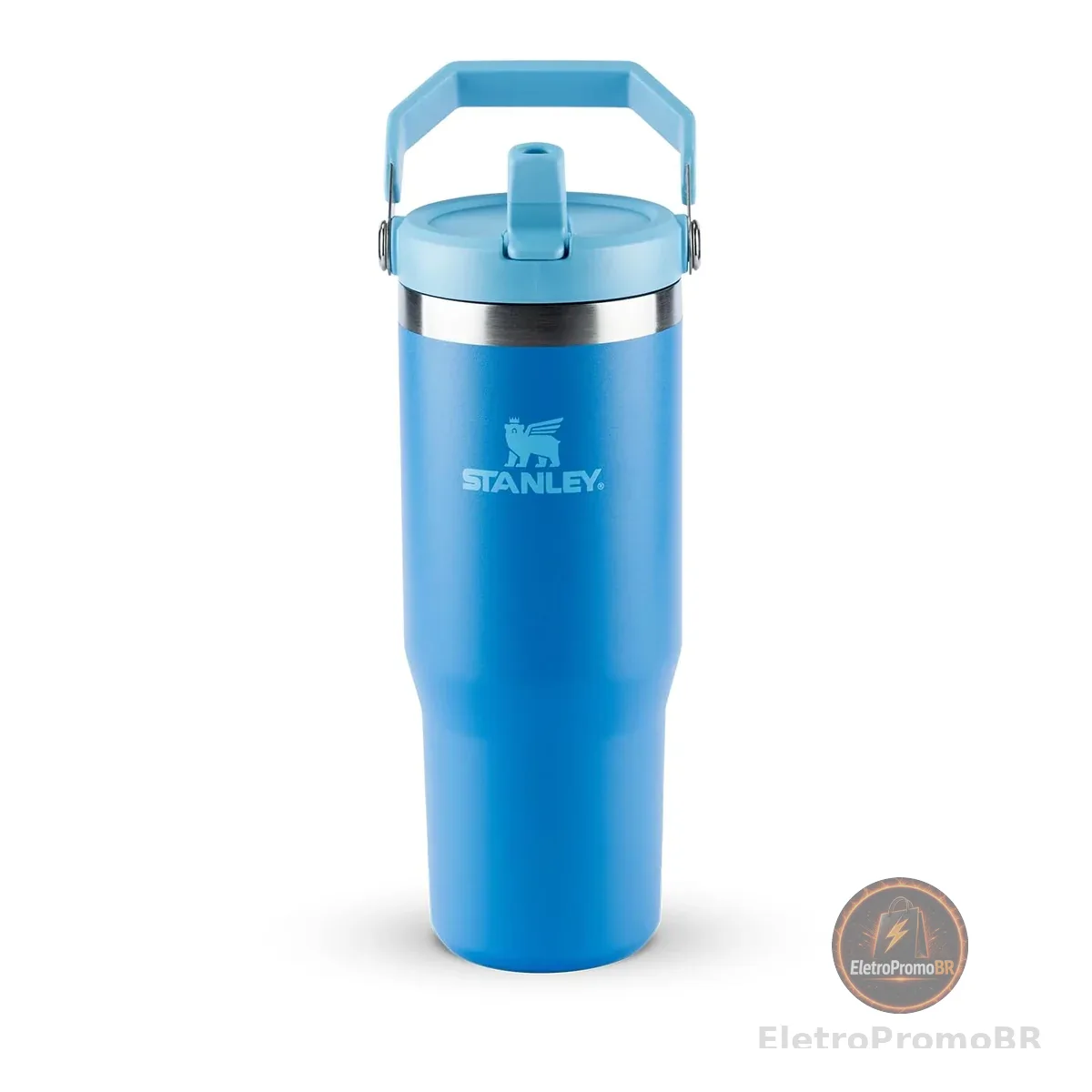 Stanley - Garrafa Térmica IceFlow Flip Straw Isolada em Aço Inoxidável e Reutilizável, Resistente a Vazamentos, 887 ml, Azure