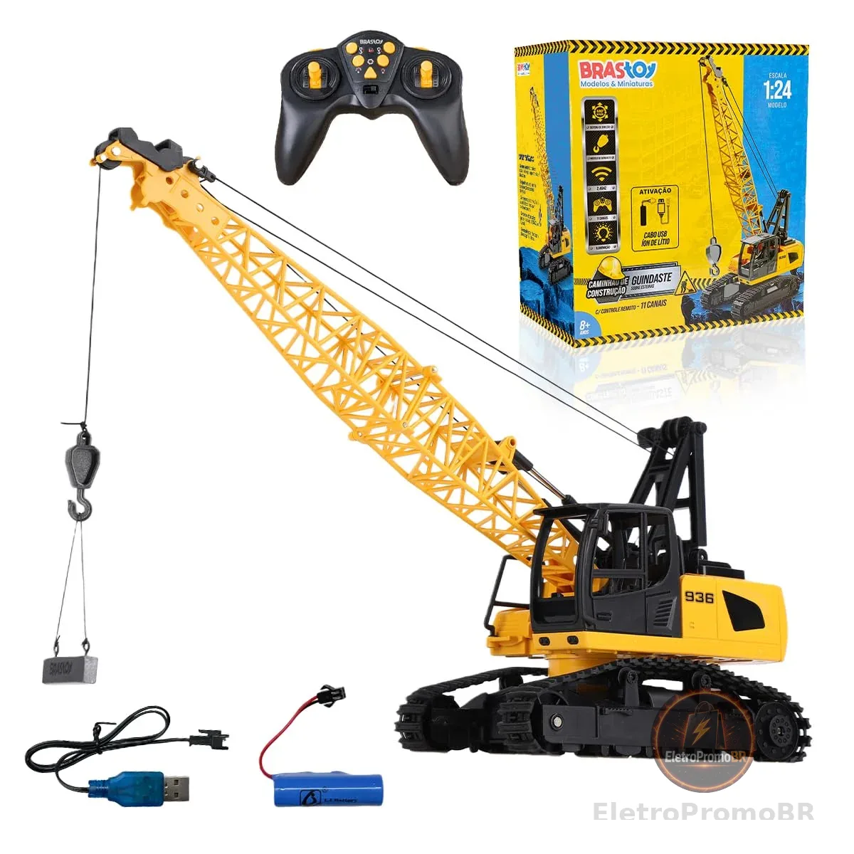 STEM Brinquedos Guindaste de Controle Remoto - Caminhão de Construção com Torre Giratória, Presente para Crianças de 8 Anos