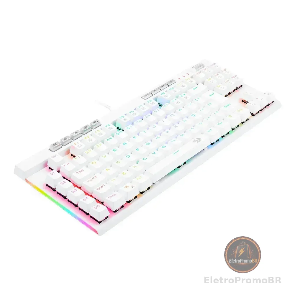 Teclado Redragon Magic-wand Pro Rgb Br Sw Vermelho Abnt2 Branco Português Brasil