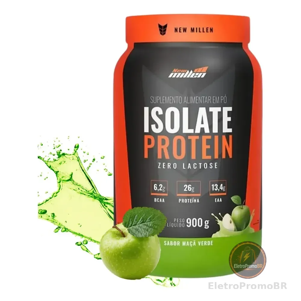 Whey Isolate Protein Pote 900g Proteína Isolada New Millen Sabor Maçã Verde