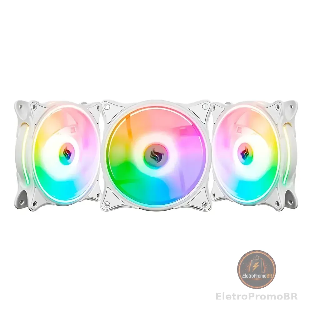 Kit Ventoinhas Pichau Dual Ring P1, Argb, 3x120mm, Branca