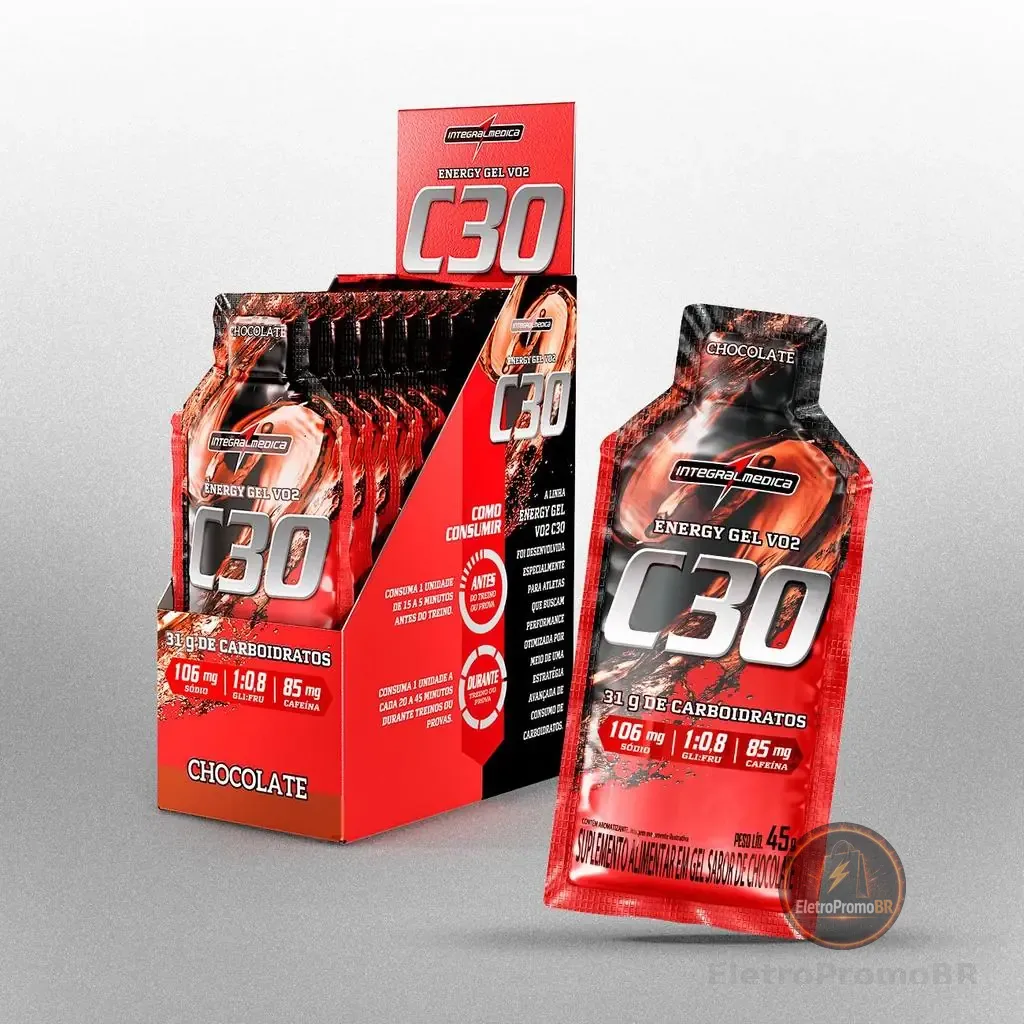 Gel de Carboidrato VO2 Energy Gel C30 com Cafeína 450g Integralmédica 10 unid