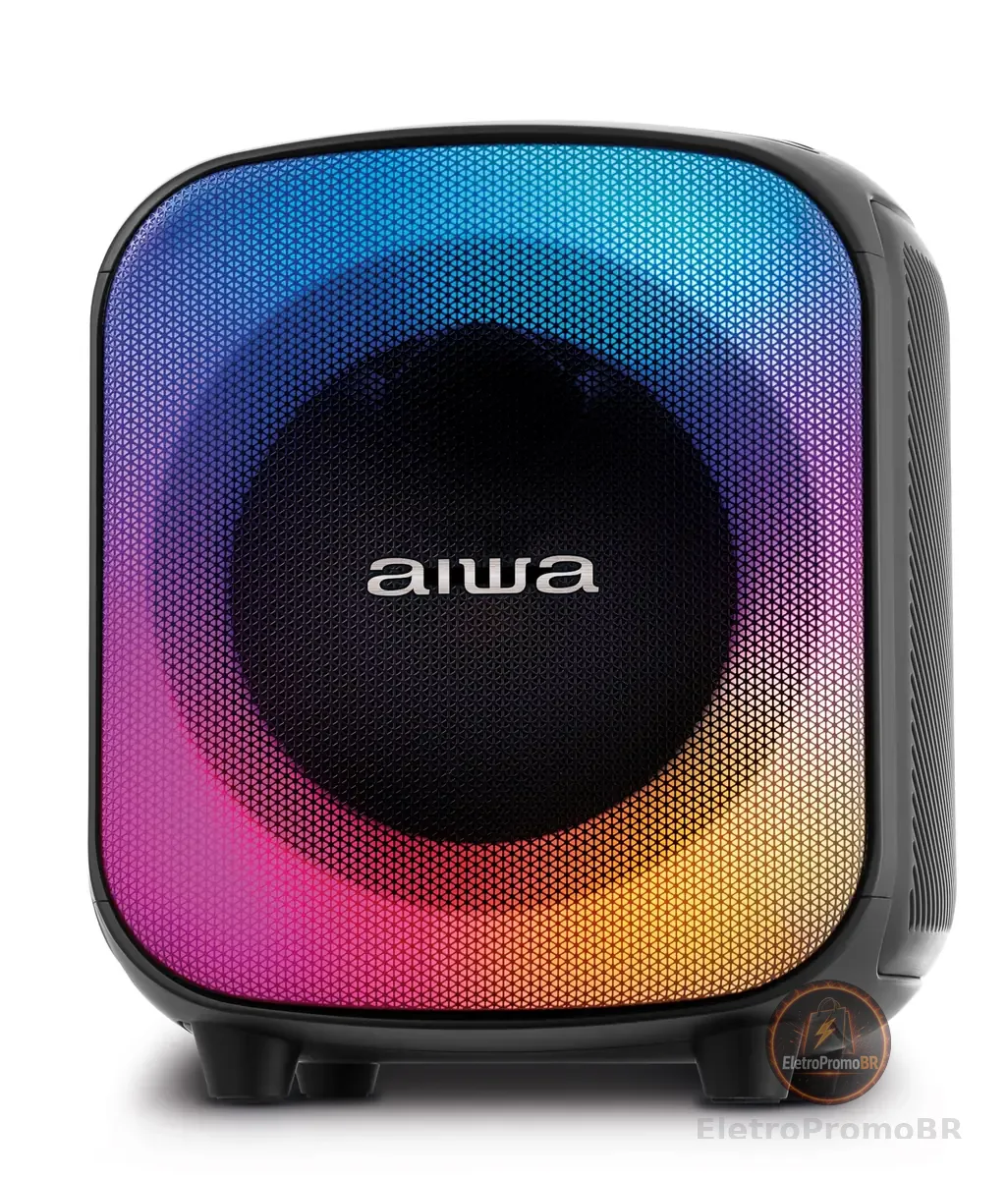 Caixa de Som PartyBox AIWA PB-07 Bluetooth 8H RGB USB TWS Preto