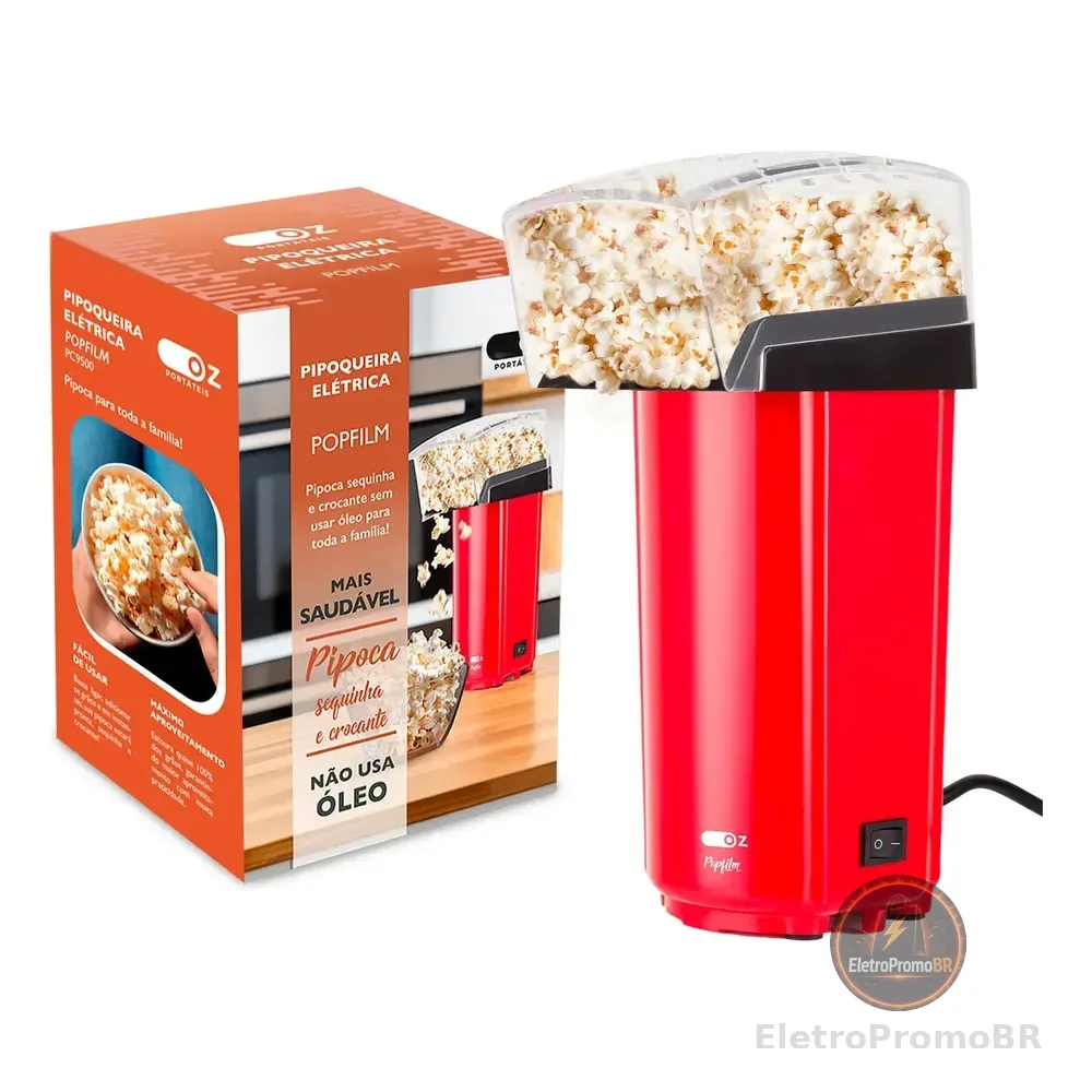 Pipoqueira Elétrica Popfilm Manteiga Sem Oleo 900w 127v Vermelho 127v