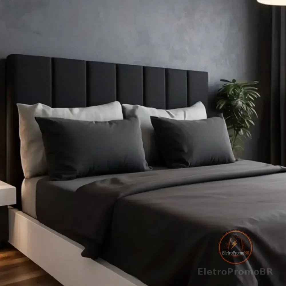 Cabeceira Para Cama Casal Box Estofada C/ 7un Varias Cores Preto