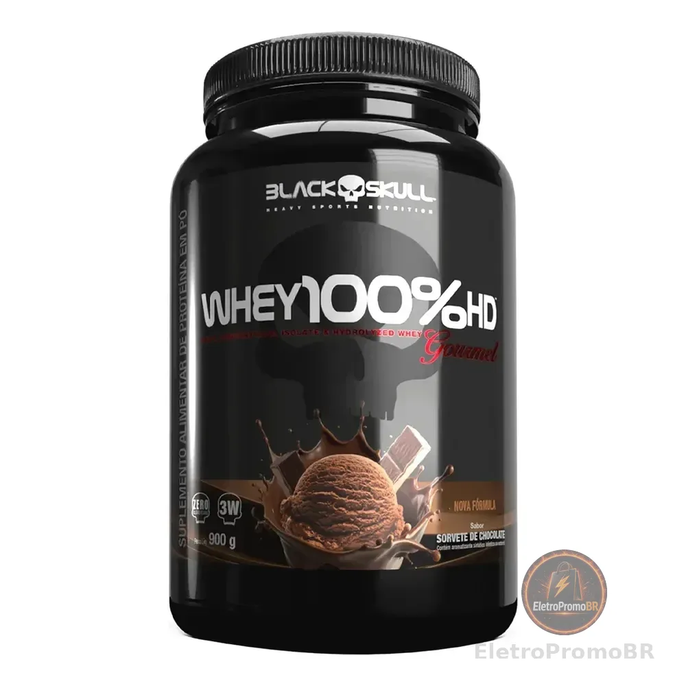 Whey 100%hd Gourmet 900g Black Skull Sabor Chocolate