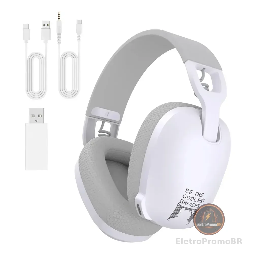 Headset Gamer Profissional Onikuma B2 Bluetooth, P3 Branco E Cinza
