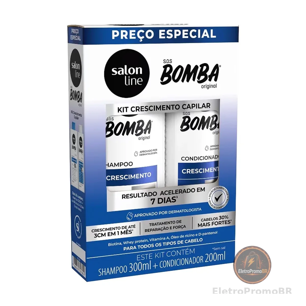 Salon Line, Kit Shampoo e Condicionador, S.O.S Bomba, Crescimento - Todos os Tipos de Cabelos, 2 Unidades