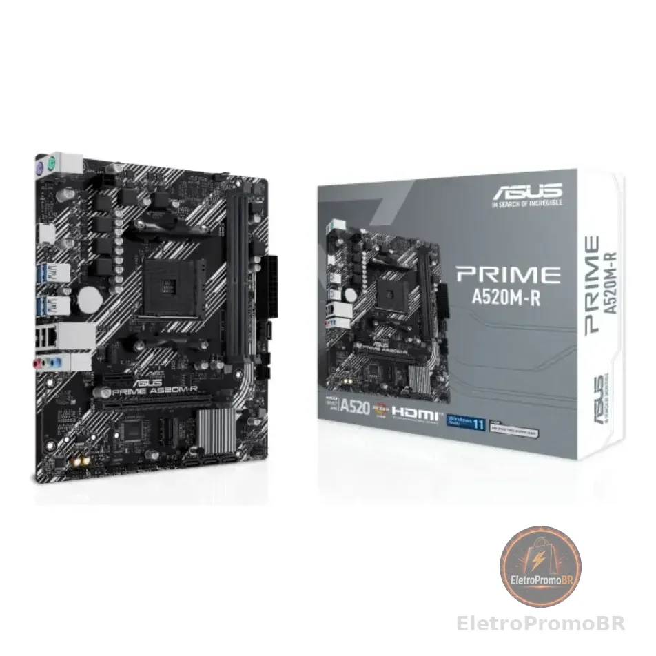 Placa Mãe Asus Prime A520m-r Am4 Ddr4 M.2 Chipset A520 Hdmi Preto