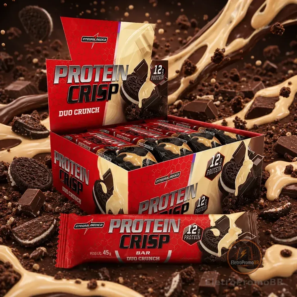 Kit 12 Unidades Barra Proteica Crisp Bar Integralmedica Duo Crunch