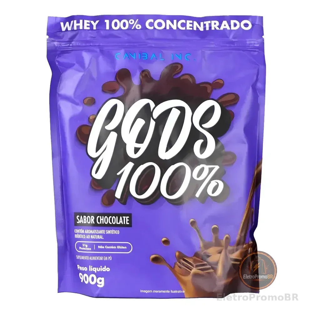 Whey Canibal Inc Gods Whey 100% Concentrado Refil 900g Sabor Chocolate