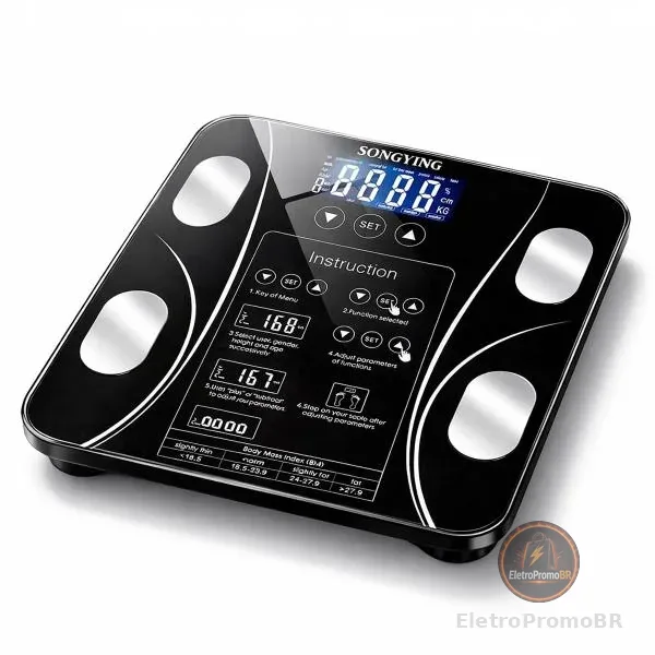 Balança Digital Bioimpedância Bluetooth com App Medição Corporal Completa