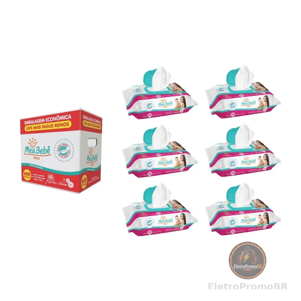 TOALHA UMEDECIDA MEU BEBE ULTRA PACK 600 FOLHAS (6PCTS X 100FLS)