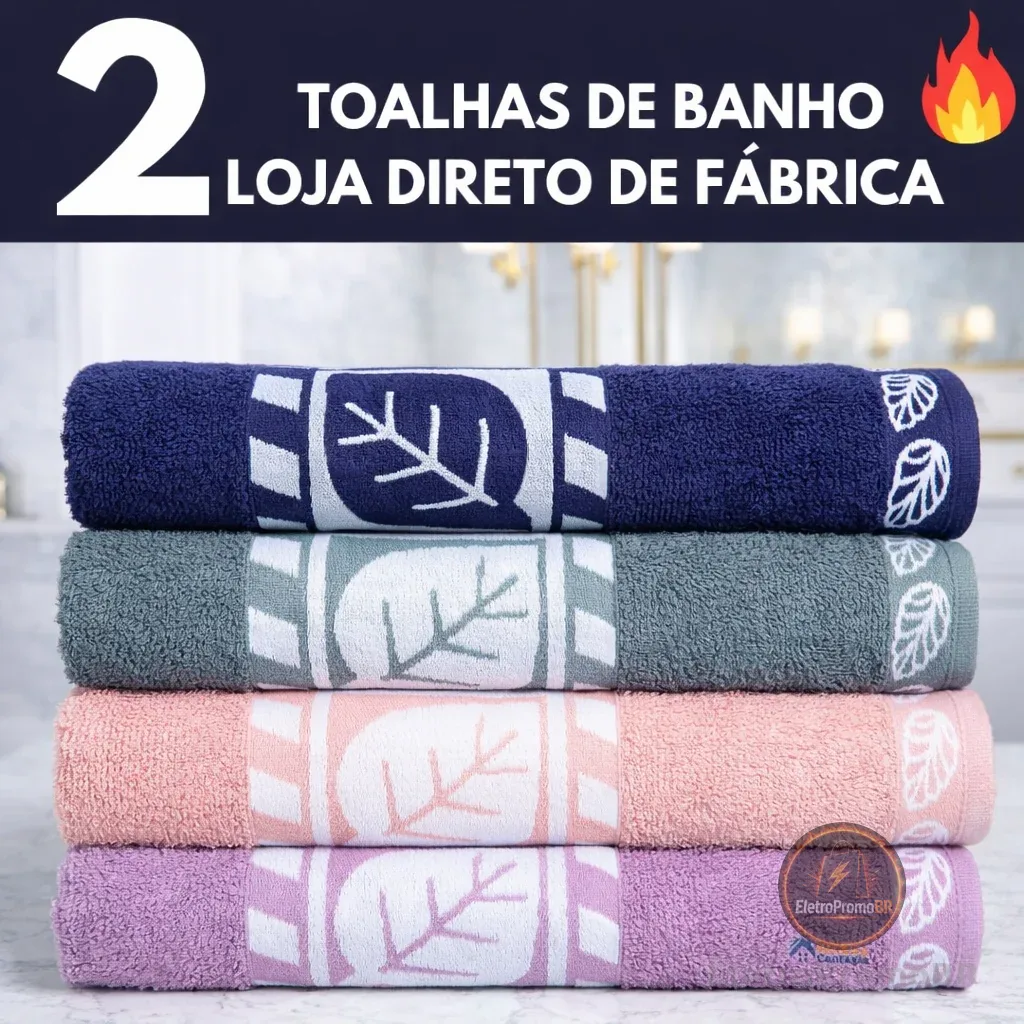 Kit c/2 Toalha de Banho Banhão Grande Felpuda 1,35x75cm 100% Algodão