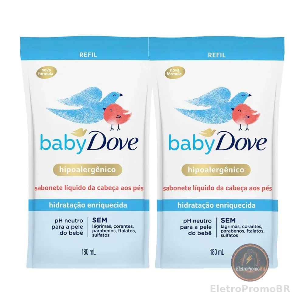 Kit 2 Sabonete Líquido Dove Baby Hidratação Enriquecida Refil 180ml
