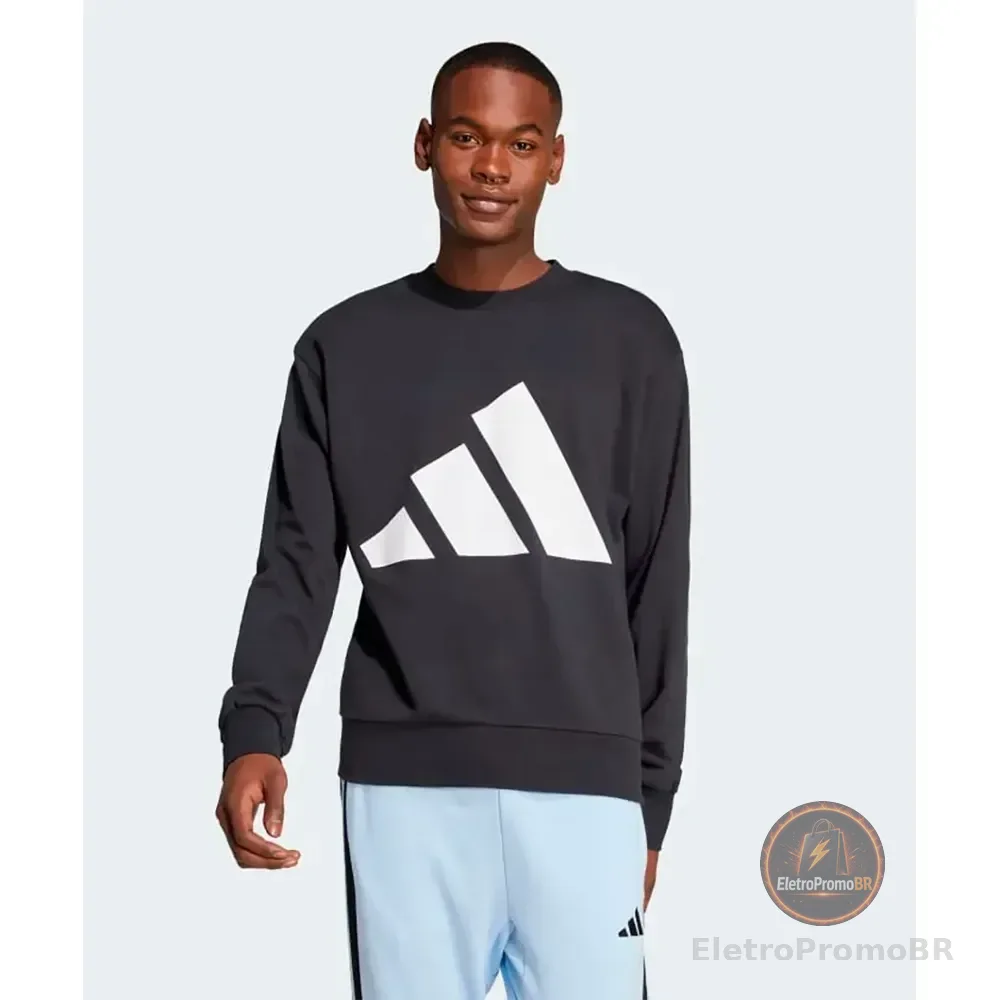 Moletom Masculino Essentials Big Logo adidas L Preto/branco Liso
