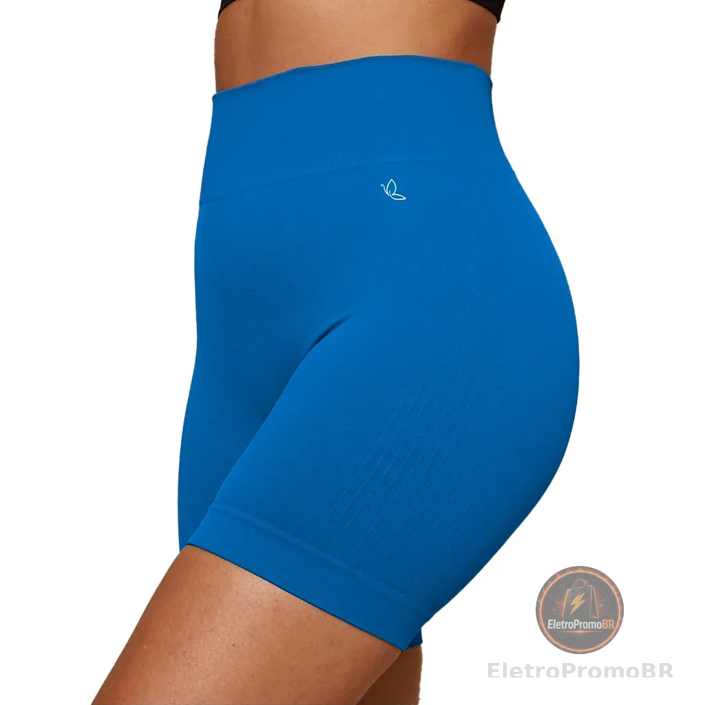 Short Fitness Feminino Benévola Short Poliamida Sem Costura Cós Alto Sem Transparência Academia