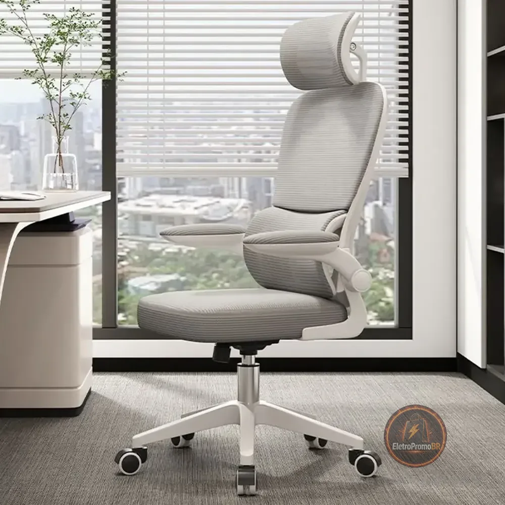 Cadeira Escritório Ergonômica Python Fly Cor Cinza Com Supor Cinza Malha