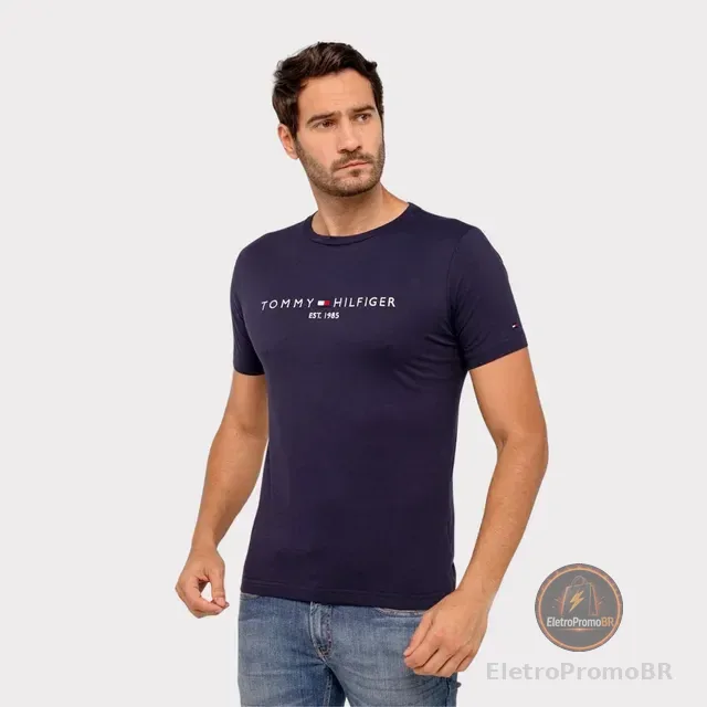 Camiseta Tommy Hilfiger Masculina Logo Est 1985 Essencial